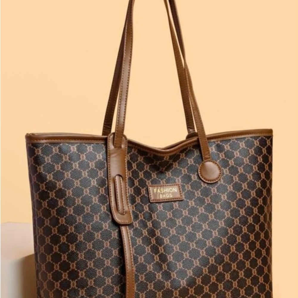 NWT Brown Tote Bag In Faux Leather - Picture 2 of 8